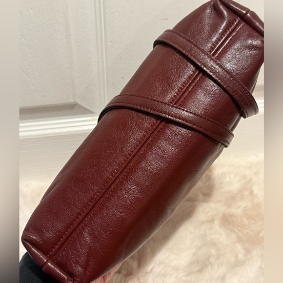 ETIENNE AIGNER SNAP FLEX-FRAME CLOSURE OXBLOOD BURGUNDY CORDOVAN CROSSBODY BAG - Picture 6 of 14